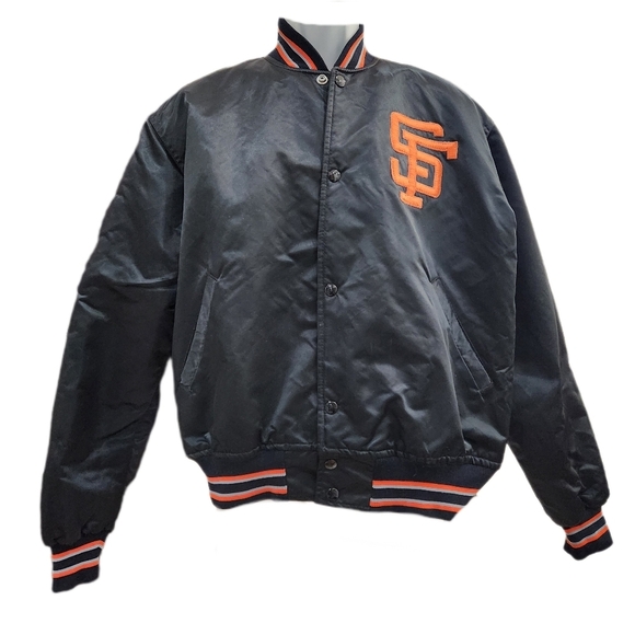 VINTAGE 80s SAN FRANCISCO GIANTS JACKET, Black/Orange, Men's Small- Womens Med - Picture 5 of 8